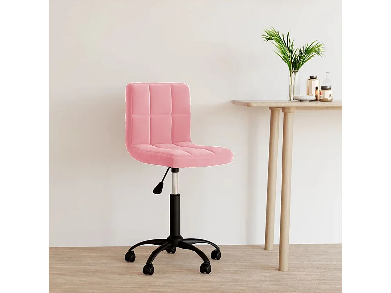 Sedia girevole da ufficio in velluto rosa