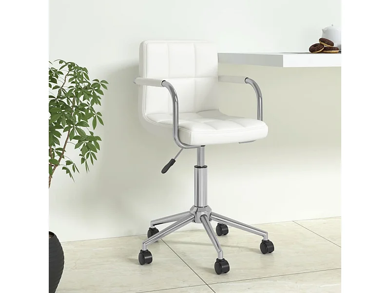 Chaise de bureau pivotante Blanc Similicuir