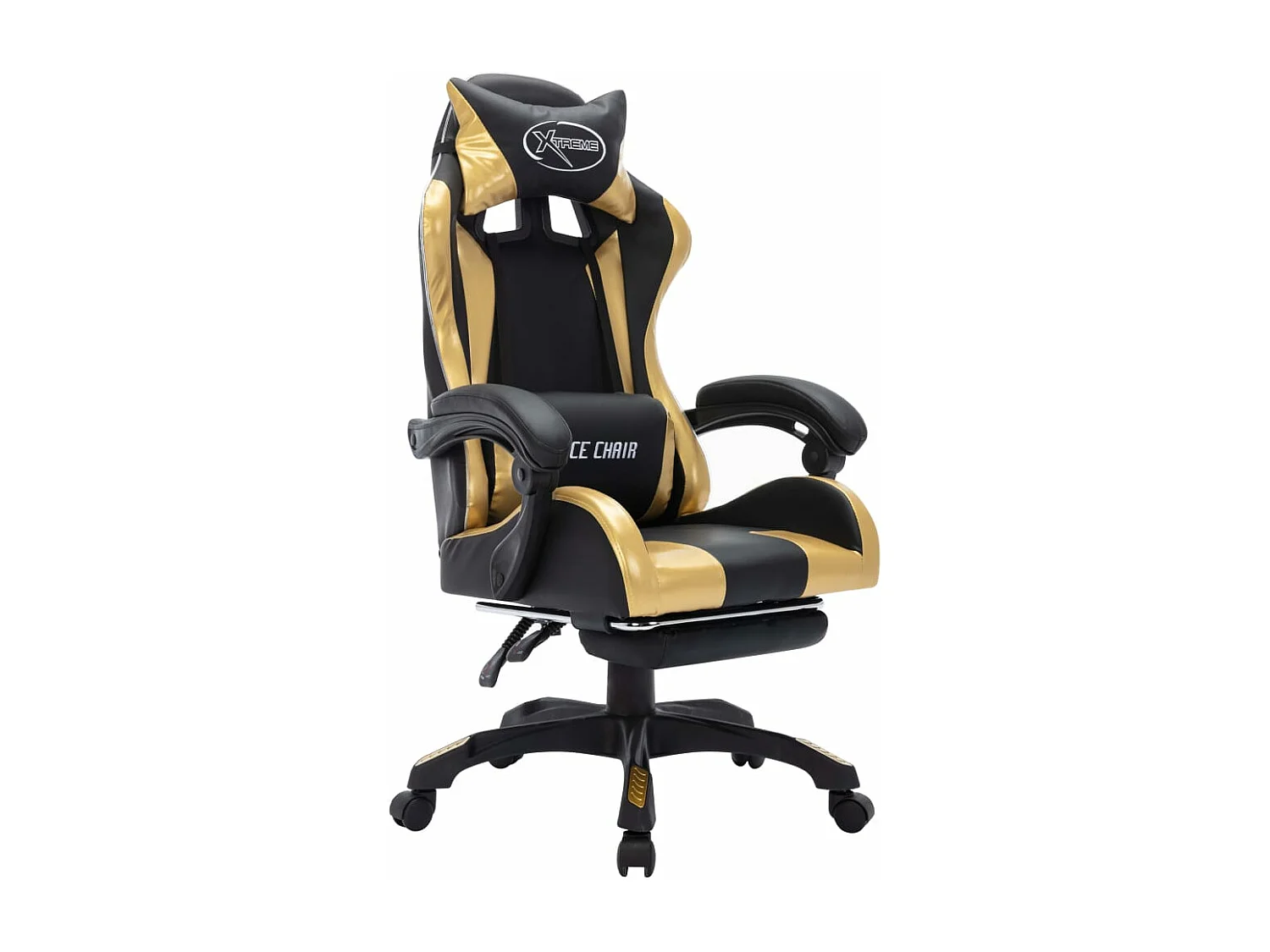 Fauteuil de jeux vidéo avec LED RVB Doré et noir Similicuir