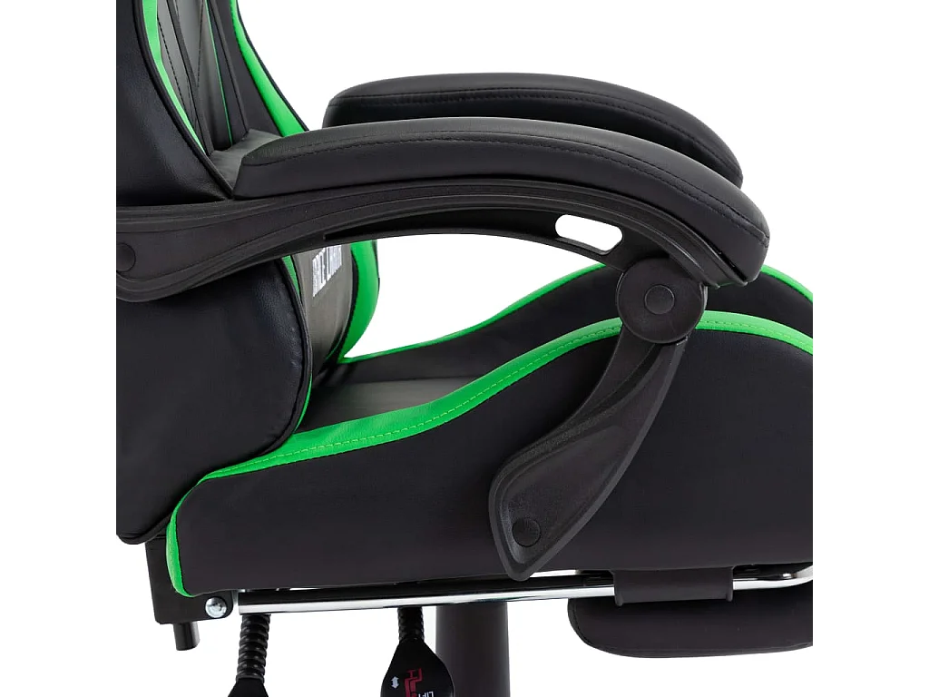 Sedia per videogiochi con poggiapiedi Ecopelle verde e nera