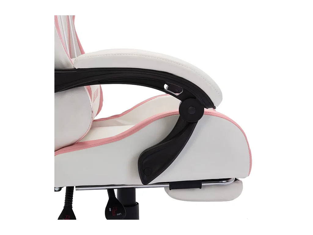 Fauteuil de jeux vidéo avec LED RVB Rose et blanc Similicuir