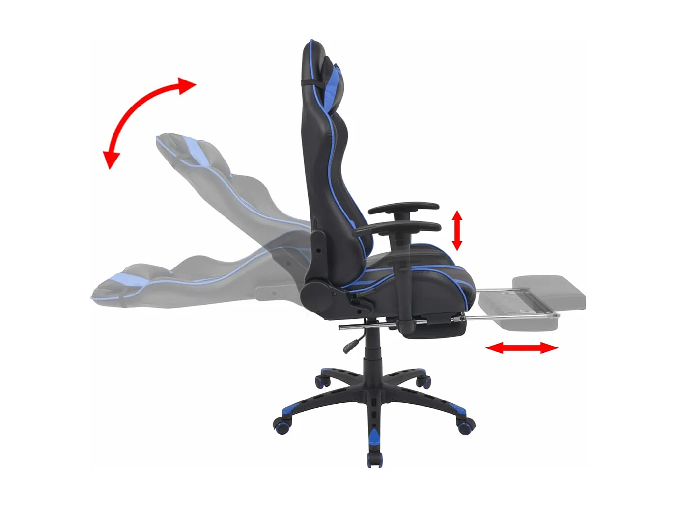 Silla de oficina reclinable con reposapiés Azul