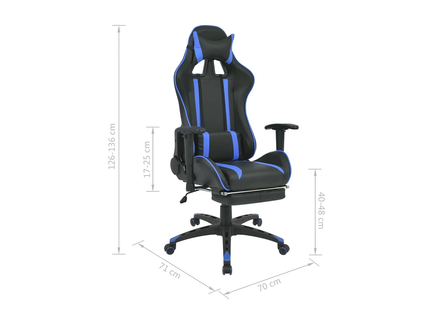 Silla de oficina reclinable con reposapiés Azul