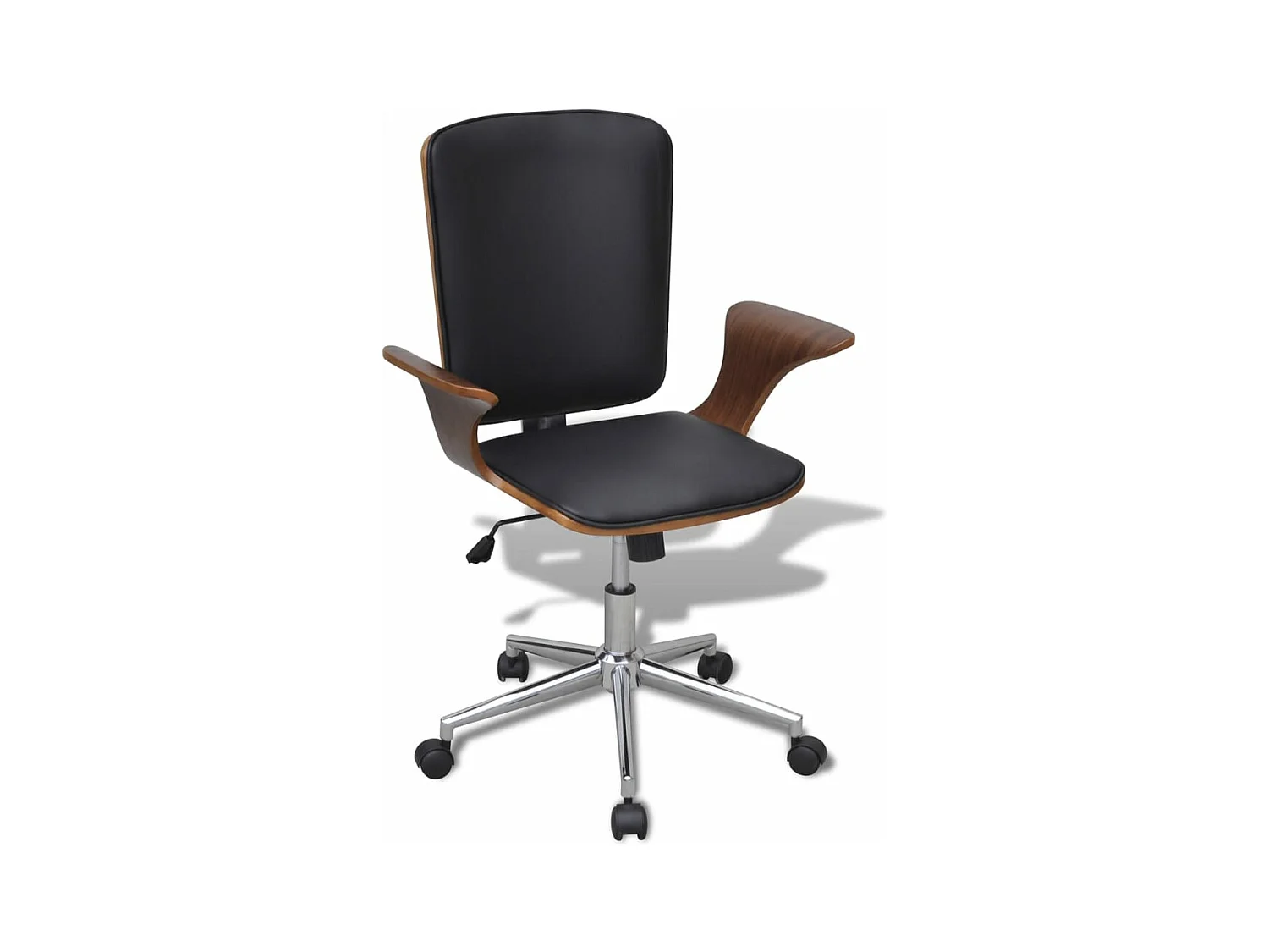 Sedia da ufficio in legno curvato con rivestimento in ecopelle