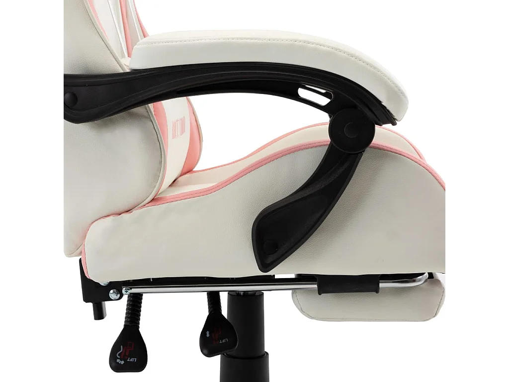 Fauteuil de jeux vidéo et repose-pied Rose et blanc Similicuir