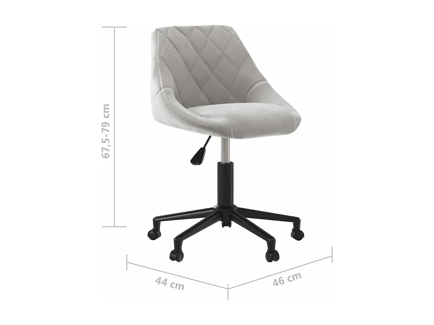 Chaise pivotante de bureau Gris clair Velours