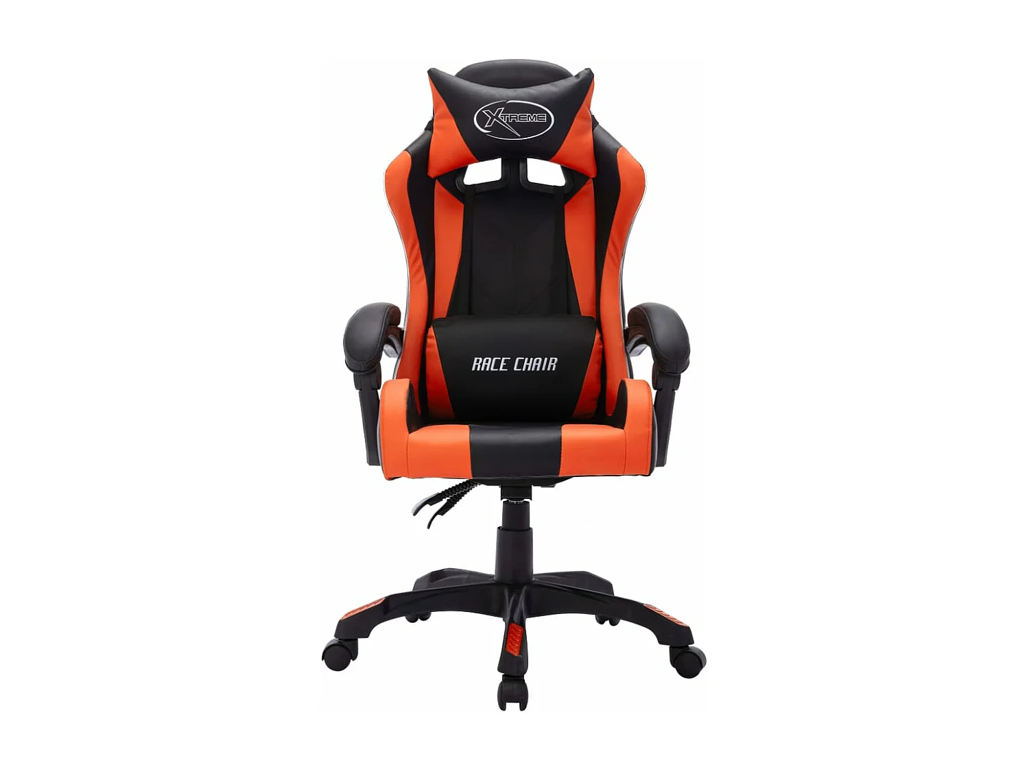 Cadeira de videogame com couro sintético LED RGB laranja e preto