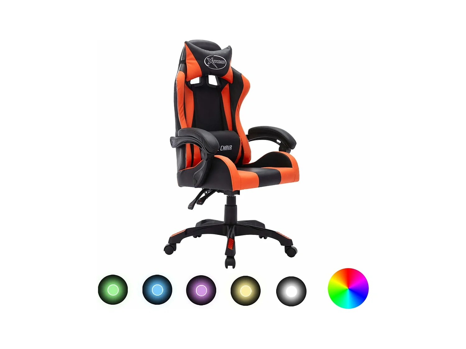 Fauteuil de jeux vidéo avec LED RVB Orange et noir Similicuir