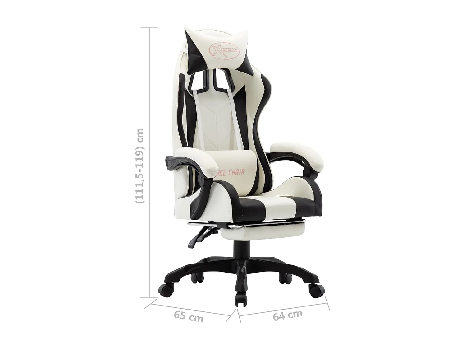 Fauteuil de jeux vidéo et repose-pied Noir et blanc Similicuir