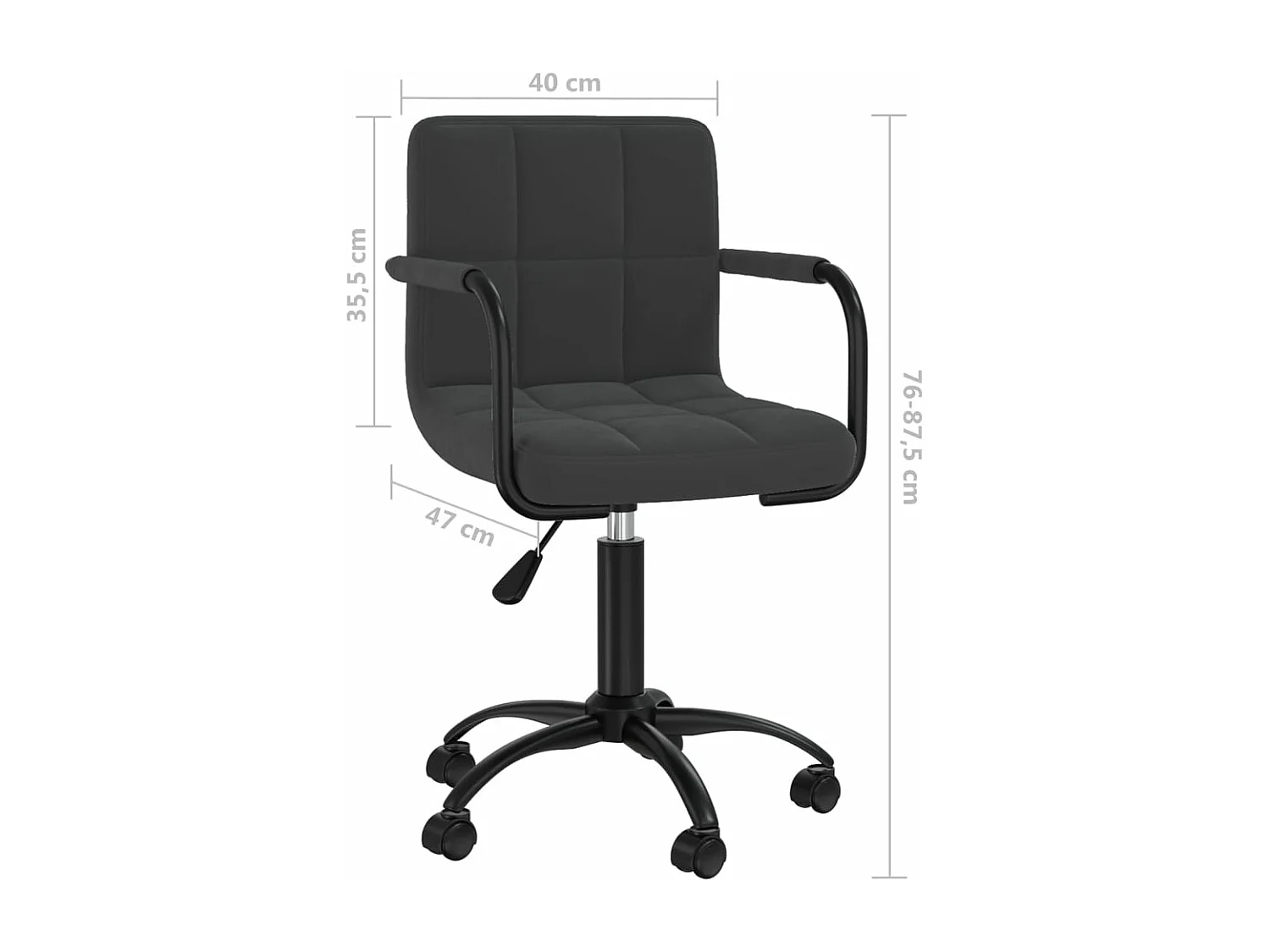 Silla giratoria de oficina de terciopelo negro