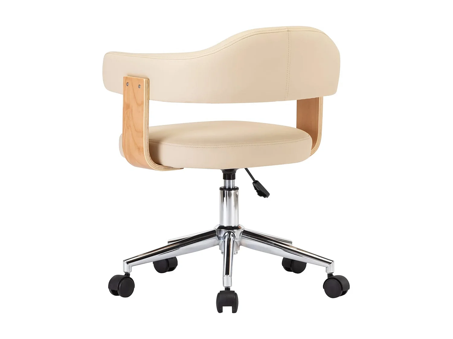 Chaise pivotante de bureau Crème Bois courbé et similicuir