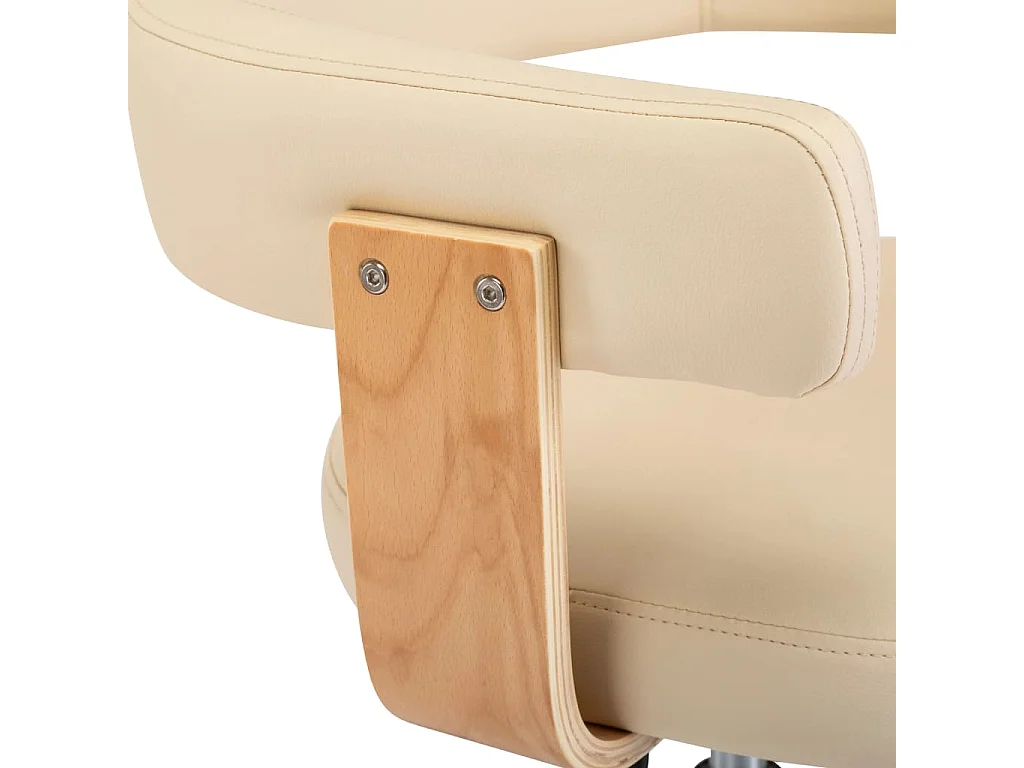 Chaise pivotante de bureau Crème Bois courbé et similicuir