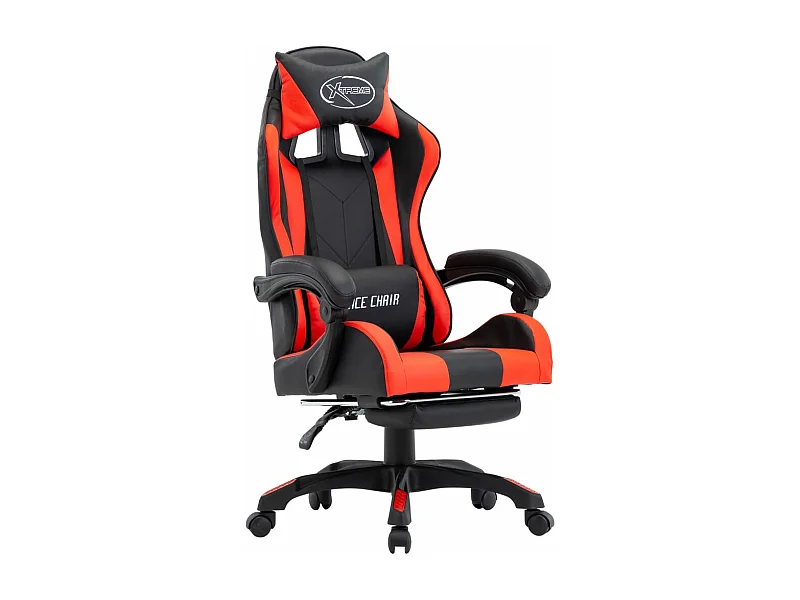 Fauteuil de jeux vidéo et repose-pied Rouge et noir Similicuir