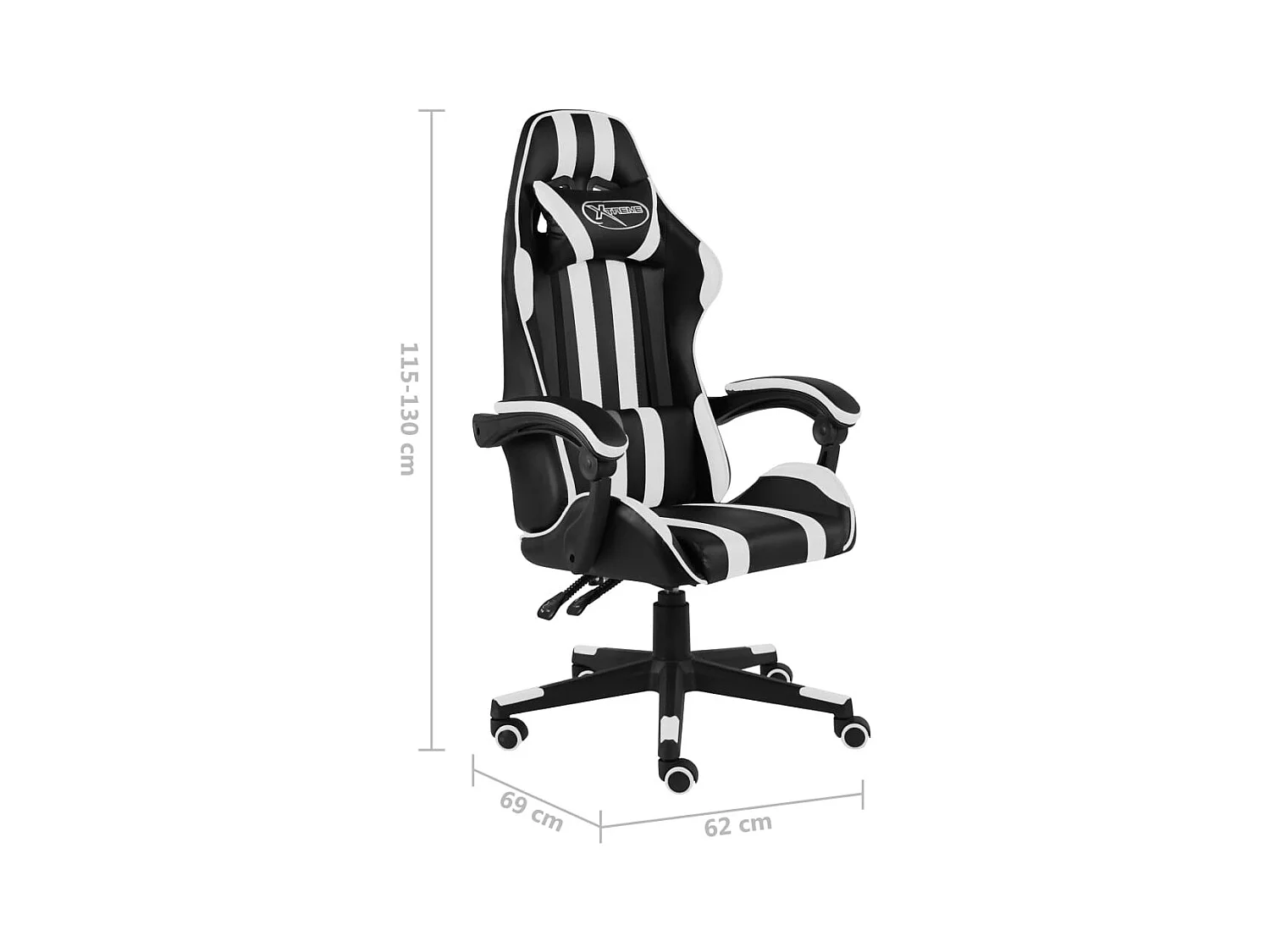 Fauteuil de jeux vidéo Noir et blanc Similicuir