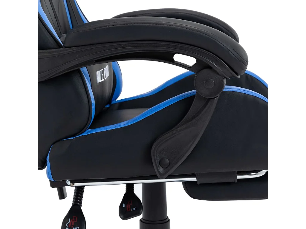 Silla videojuego con reposapiés Polipiel azul y negro