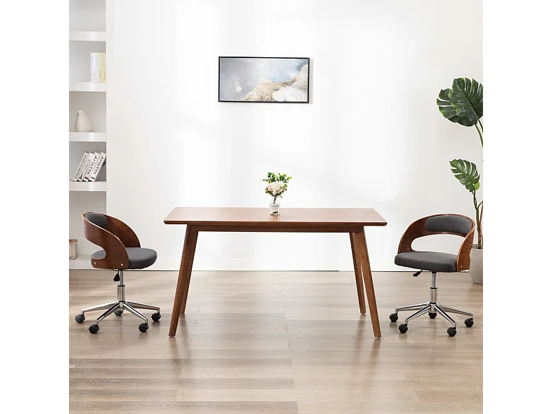 Sedia da ufficio girevole Grigio Legno curvato e tessuto