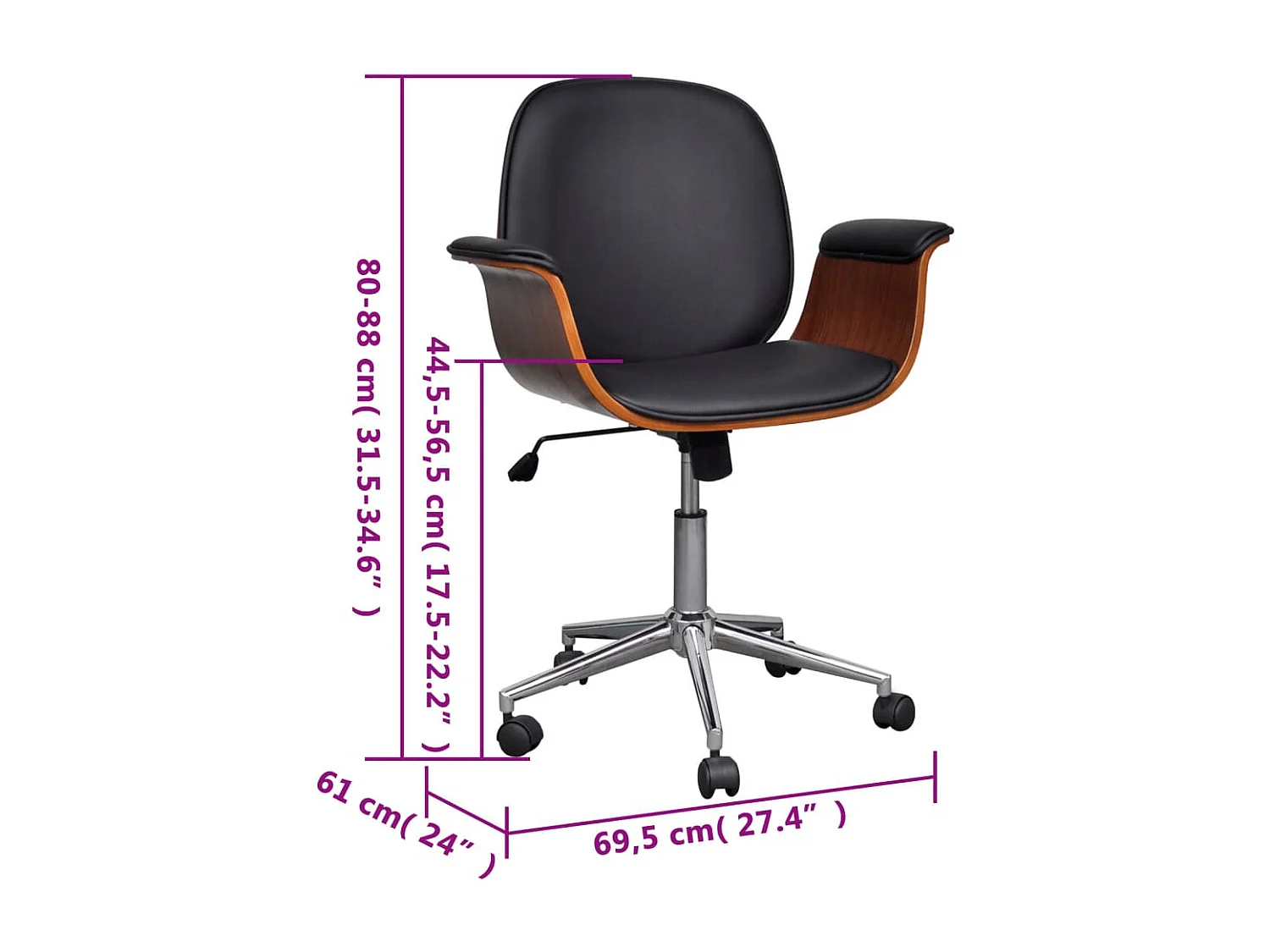 Silla giratoria Madera curvada y polipiel