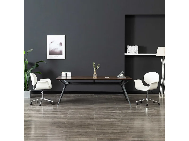 Chaise pivotante de bureau Blanc Similicuir