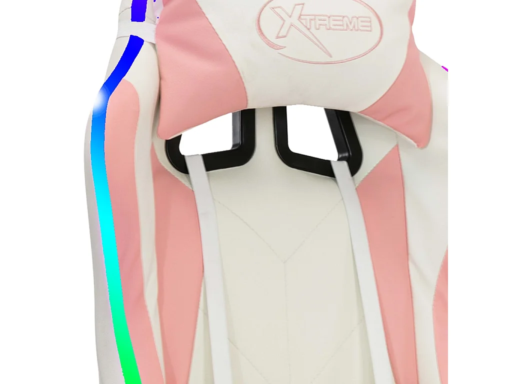 Cadeira de videogame com LED RGB Couro sintético rosa e preto