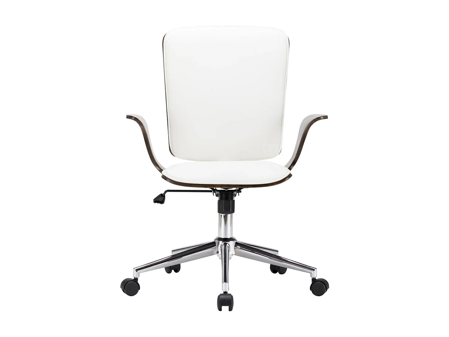 Chaise pivotante de bureau Blanc Similicuir et bois courbé