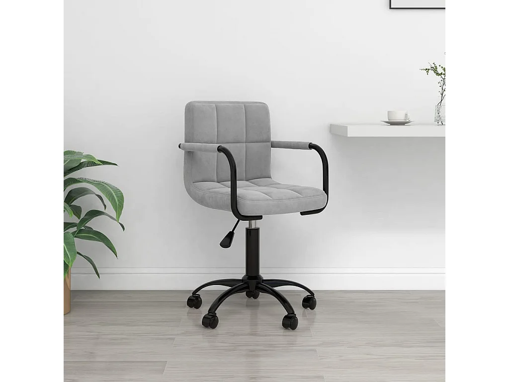 Chaise pivotante de bureau Gris clair Velours