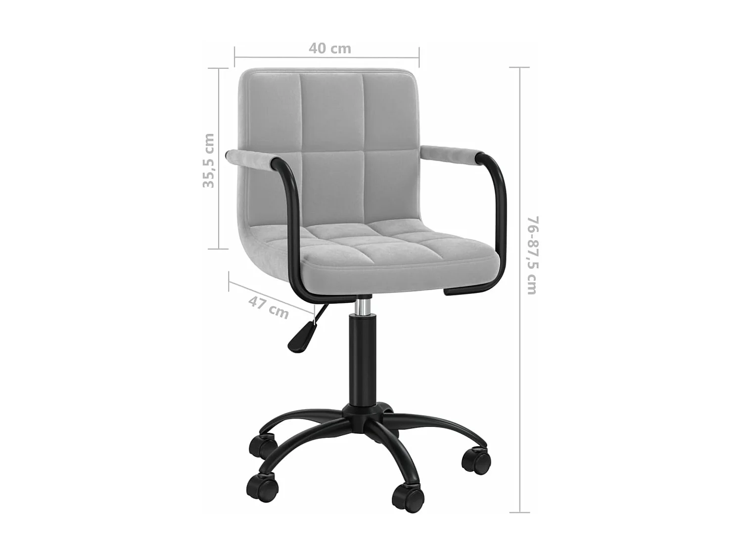 Chaise pivotante de bureau Gris clair Velours