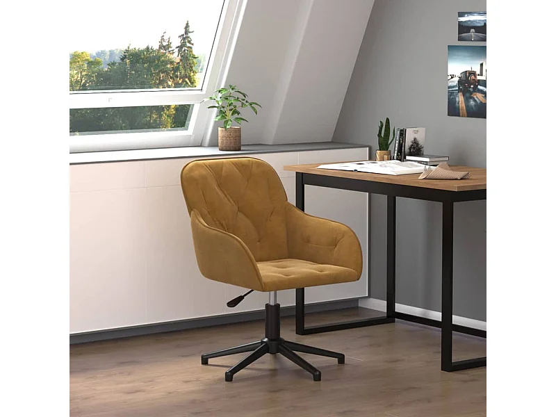 Chaise pivotante de bureau Marron Velours