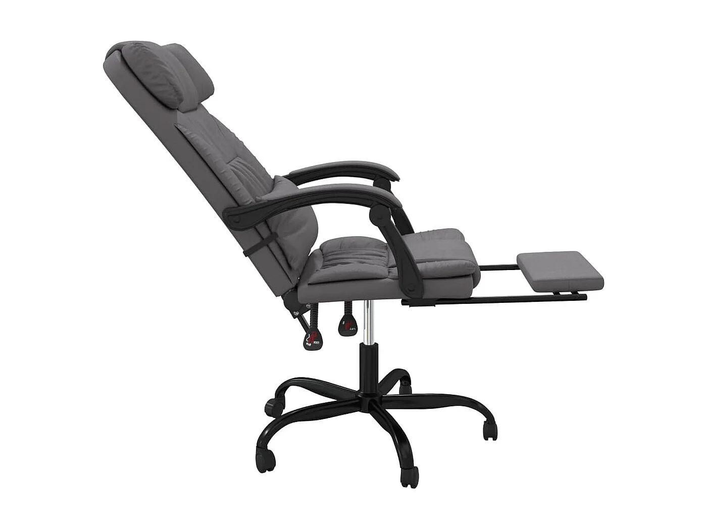 Silla reclinable de oficina de piel sintética gris