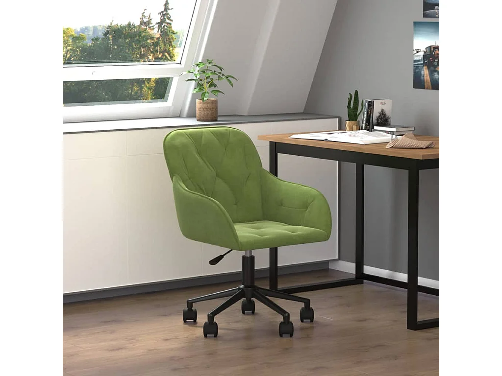 Chaise pivotante de bureau Vert clair Velours
