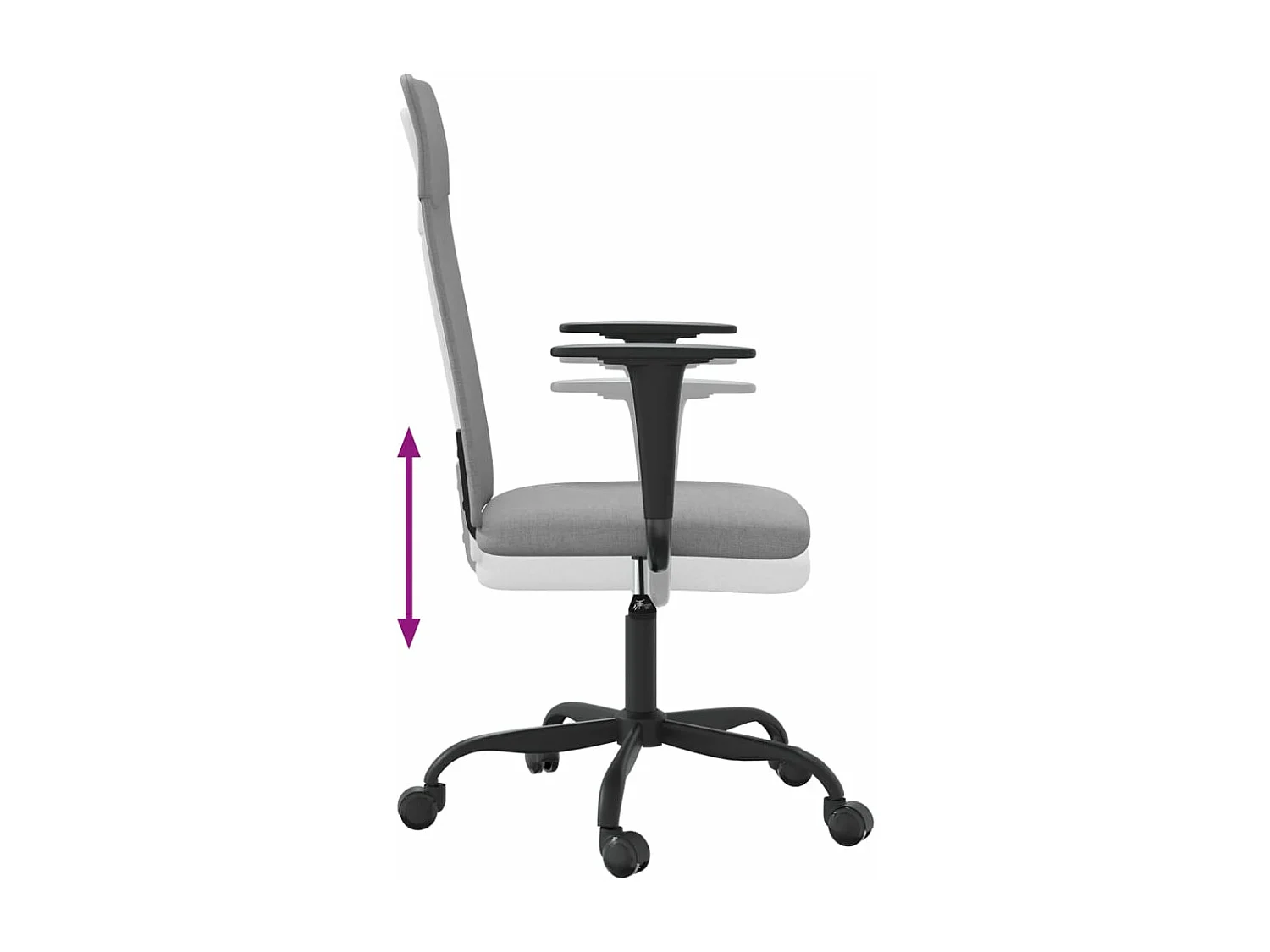 Chaise de bureau réglable en hauteur gris clair tissu