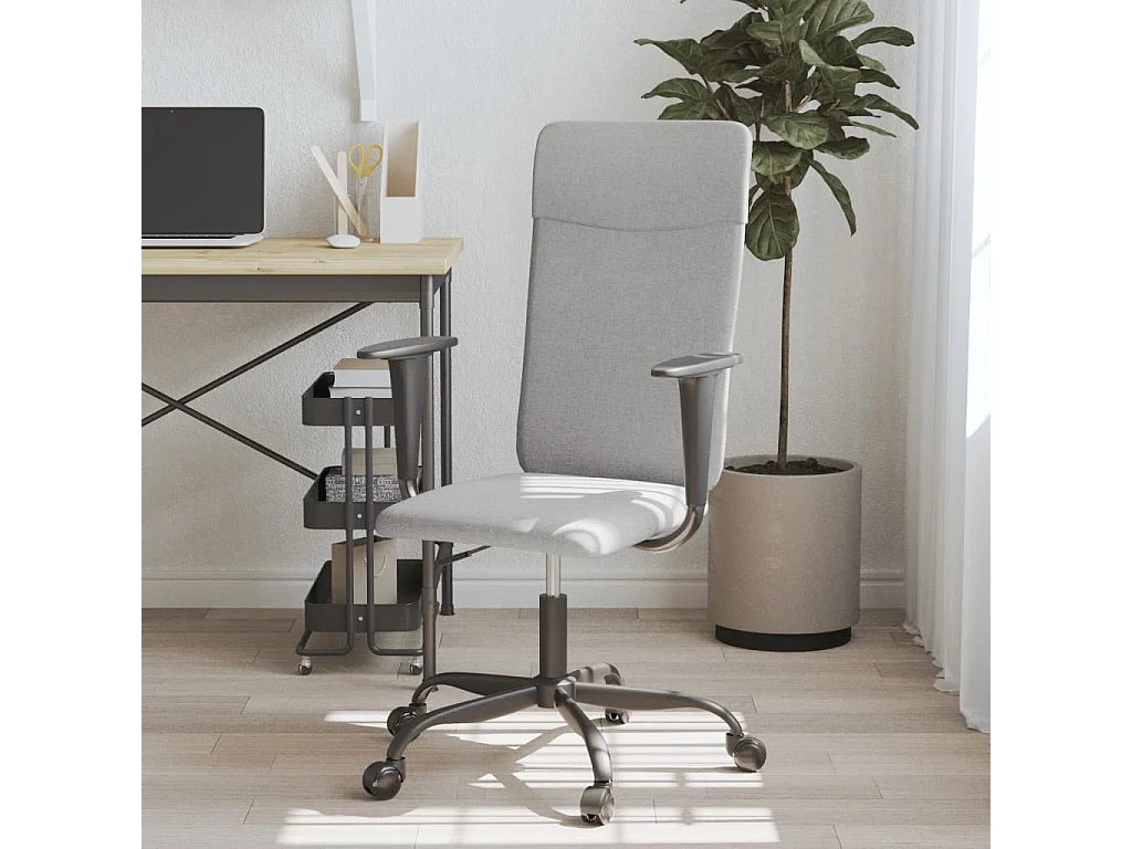 Chaise de bureau réglable en hauteur gris clair tissu