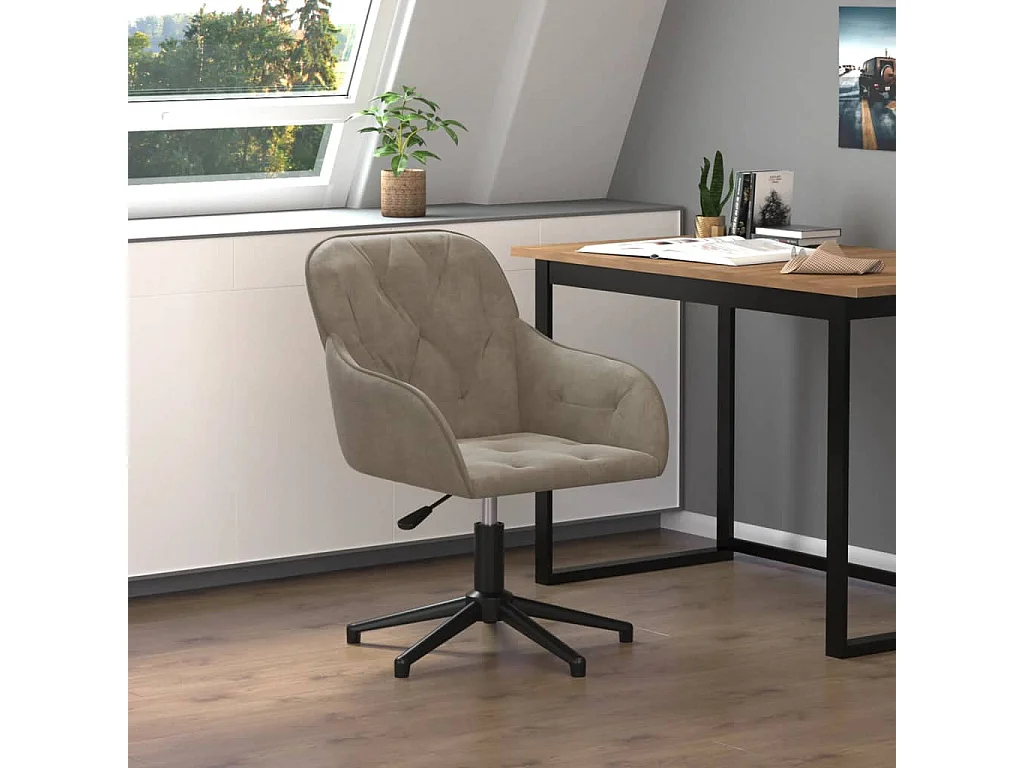 Sedia da ufficio girevole Velluto grigio chiaro