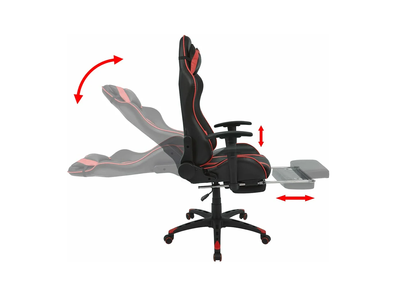 Chaise de bureau inclinable avec repose-pied Rouge