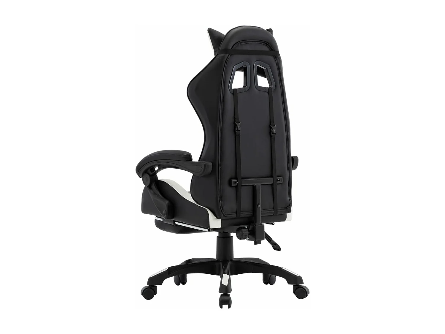 Fauteuil de jeux vidéo et repose-pied Blanc et noir Similicuir