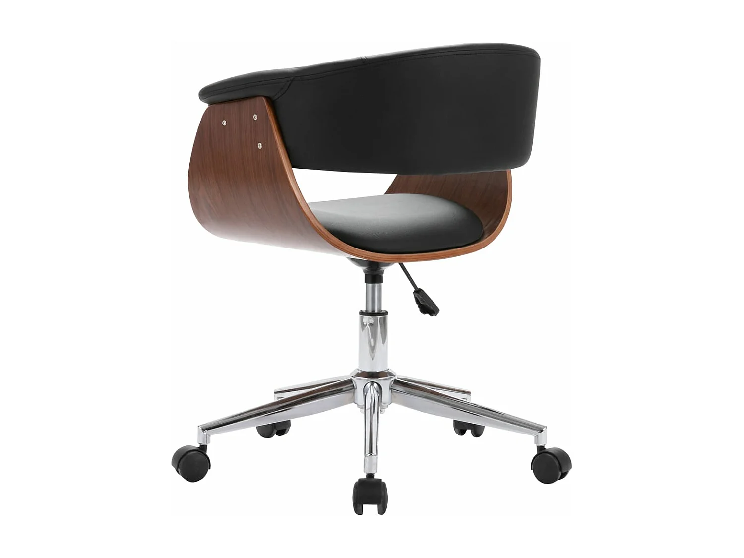 Sedia da ufficio girevole Nera Legno curvato ed ecopelle