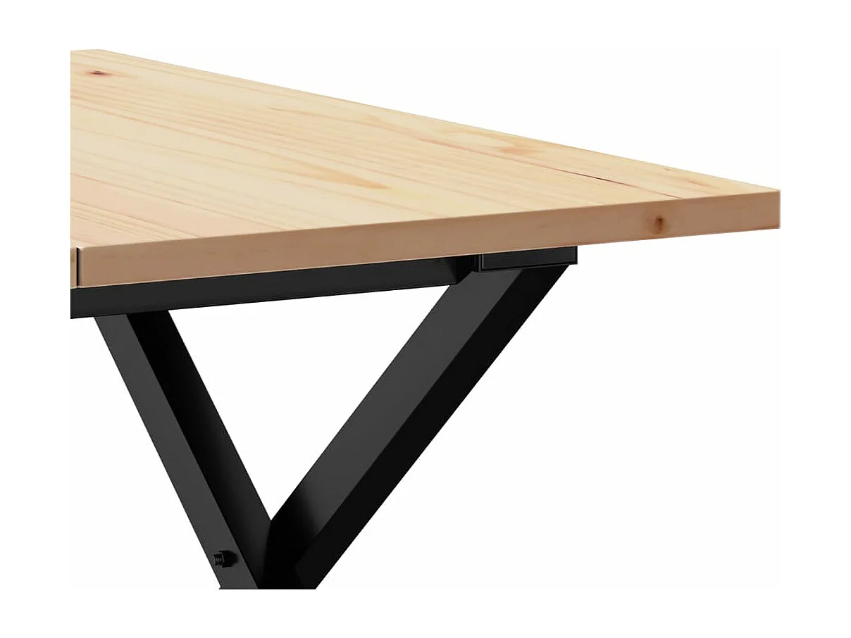 Table basse cadre en X 60x60x40 cm bois de pin massif et acier