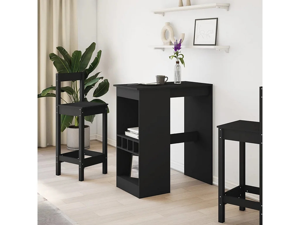 Bartisch mit Regal Schwarz 90x47,5x103,5 cm Holzwerkstoff
