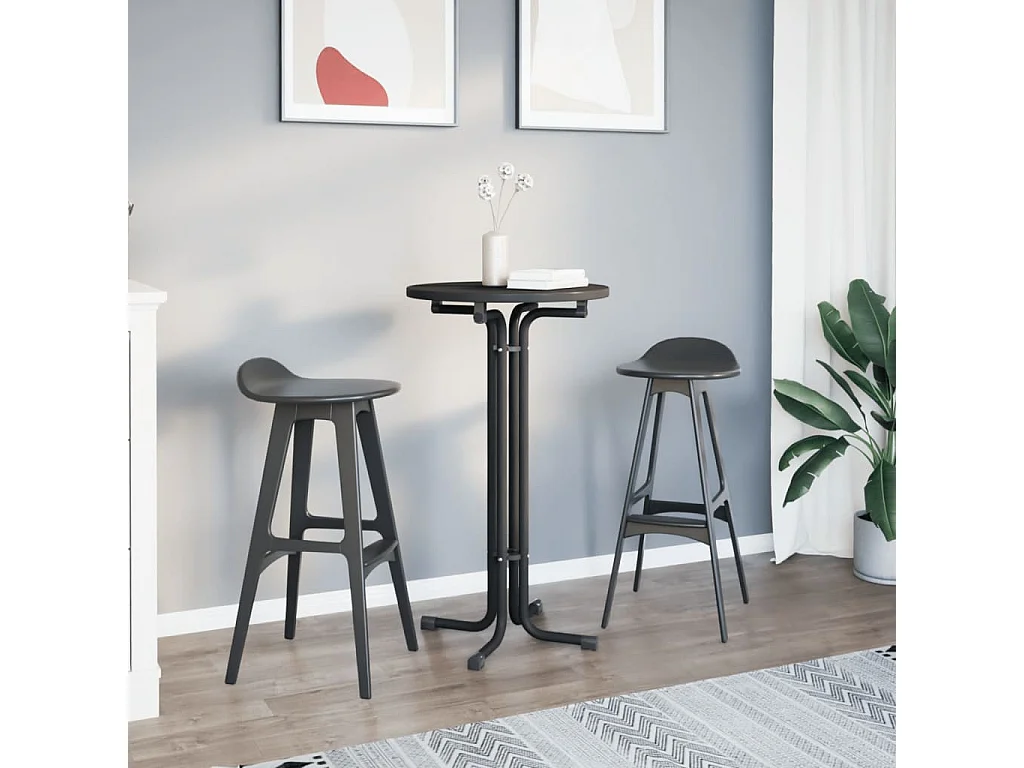 Table à manger noir Ø60x110 cm bois d'ingénierie et acier