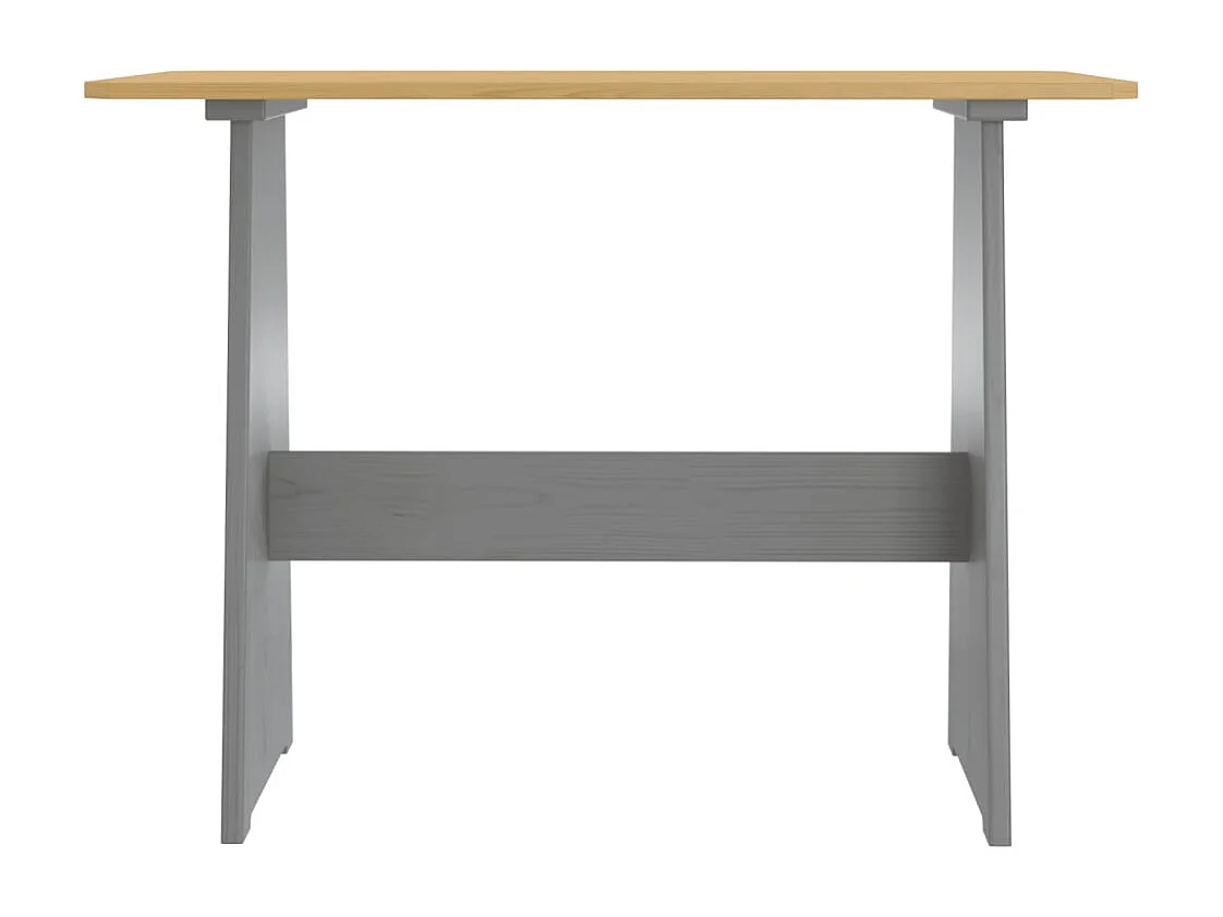 Mesa de comedor con banco REINE madera maciza pino marrón gris