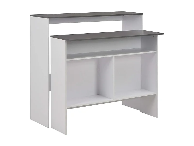 Table de bar avec 2 dessus de table Blanc et gris 130x40x120 cm