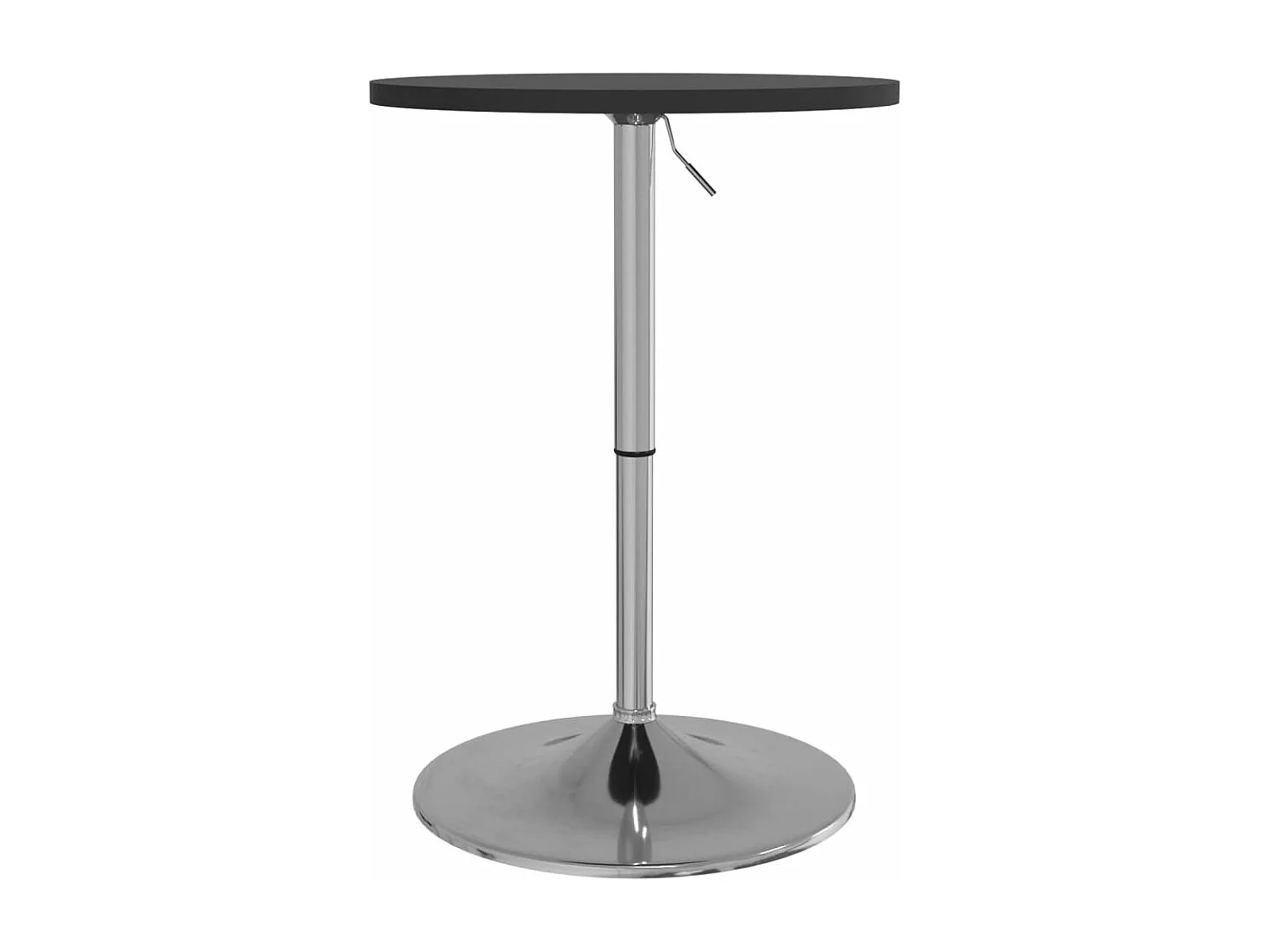 Table de bar noir 50x50x90 cm bois d'ingénierie et acier chromé