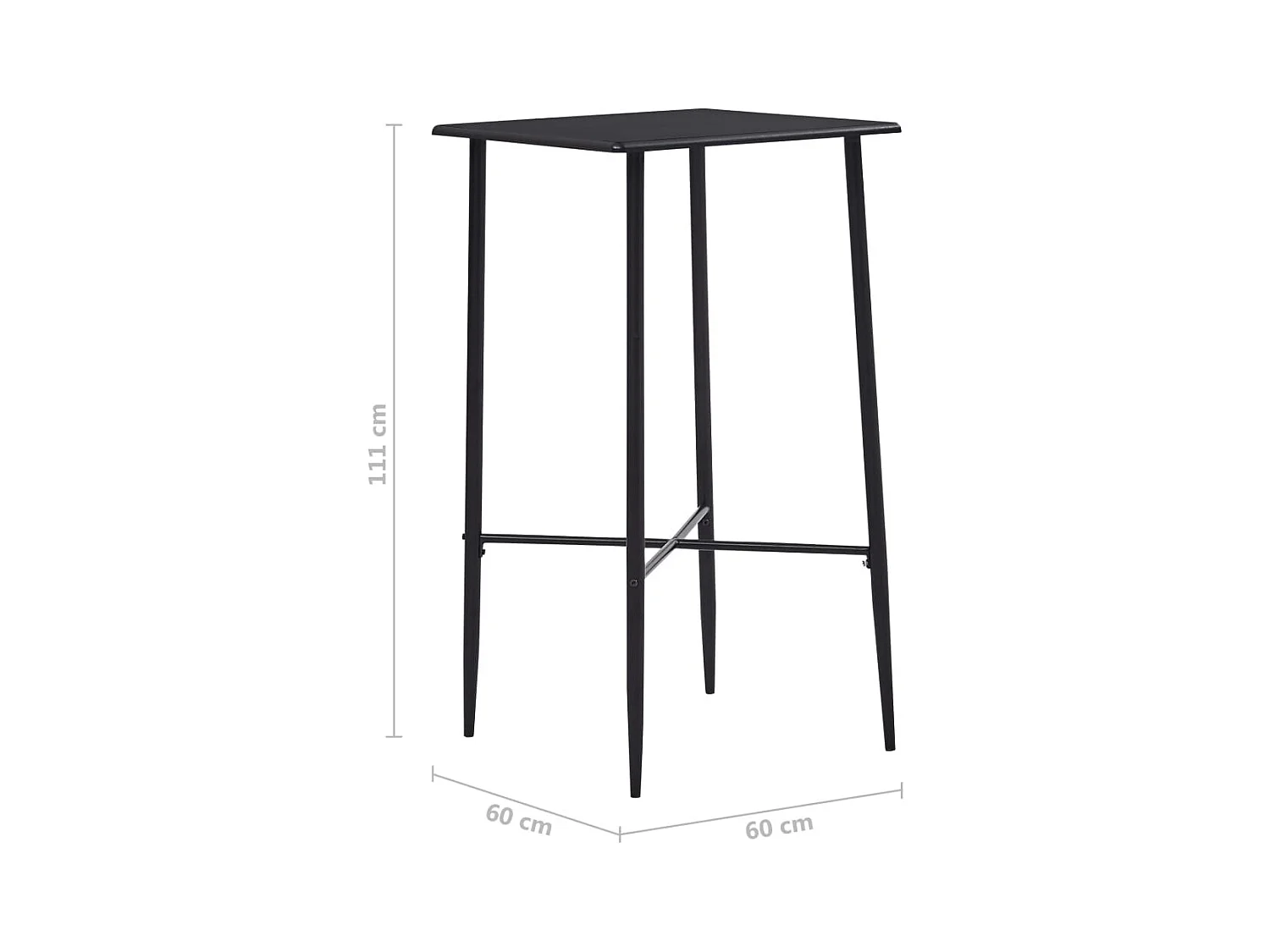 Bartisch Schwarz 60 x 60 x 111 cm MDF