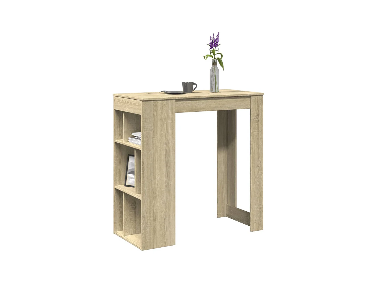 Tavolo Bar con Rastrelliera Sonoma 102x50x103,5 cm Multistrato
