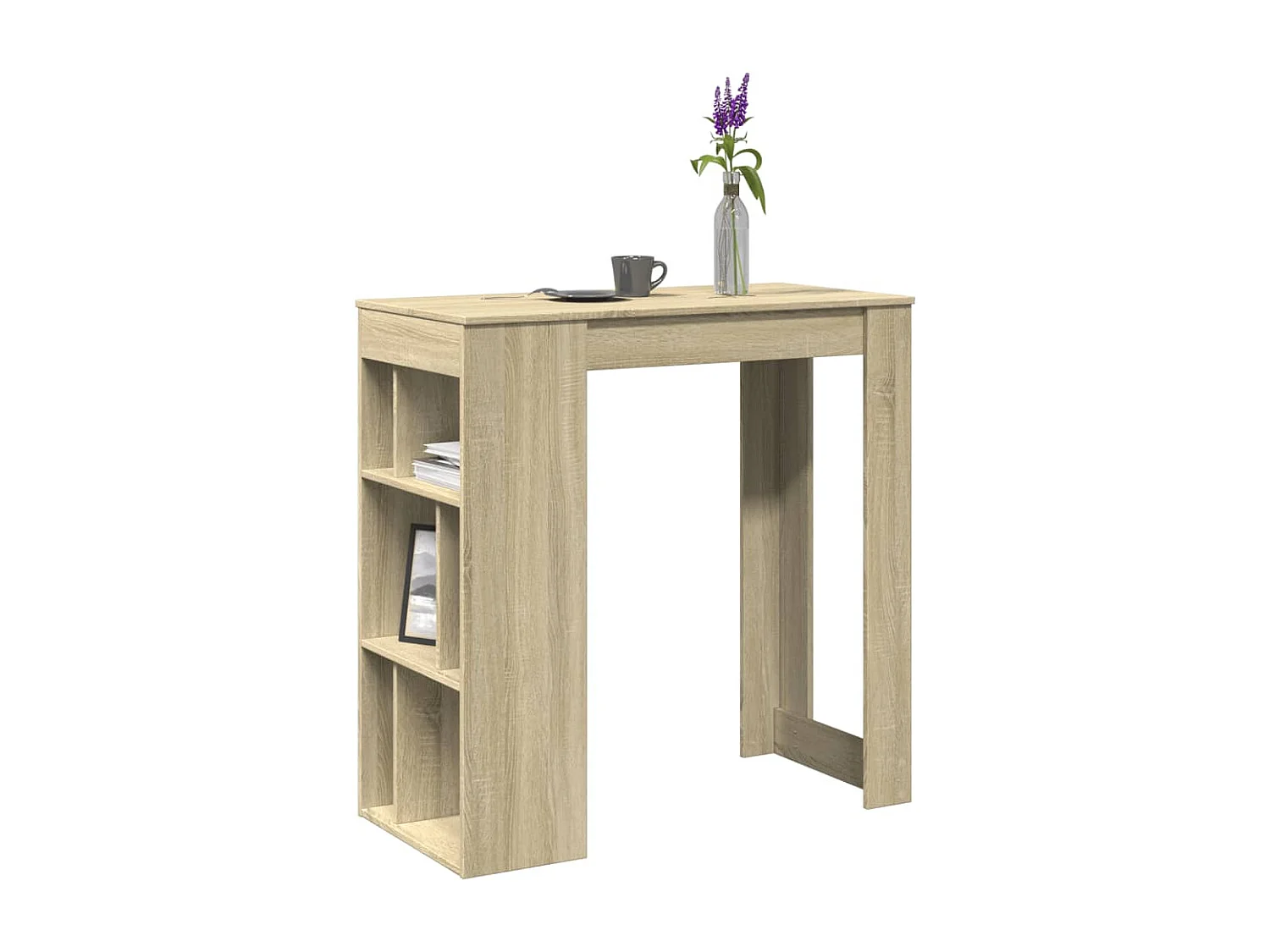 Tavolo Bar con Rastrelliera Sonoma 102x50x103,5 cm Multistrato