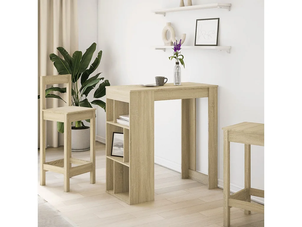 Tavolo Bar con Rastrelliera Sonoma 102x50x103,5 cm Multistrato