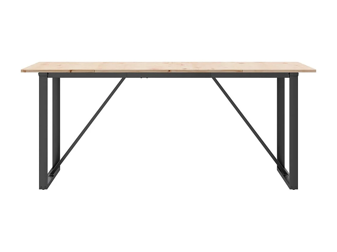 Mesa de jantar estrutura em O 180x90x75cm pinho e ferro fundido