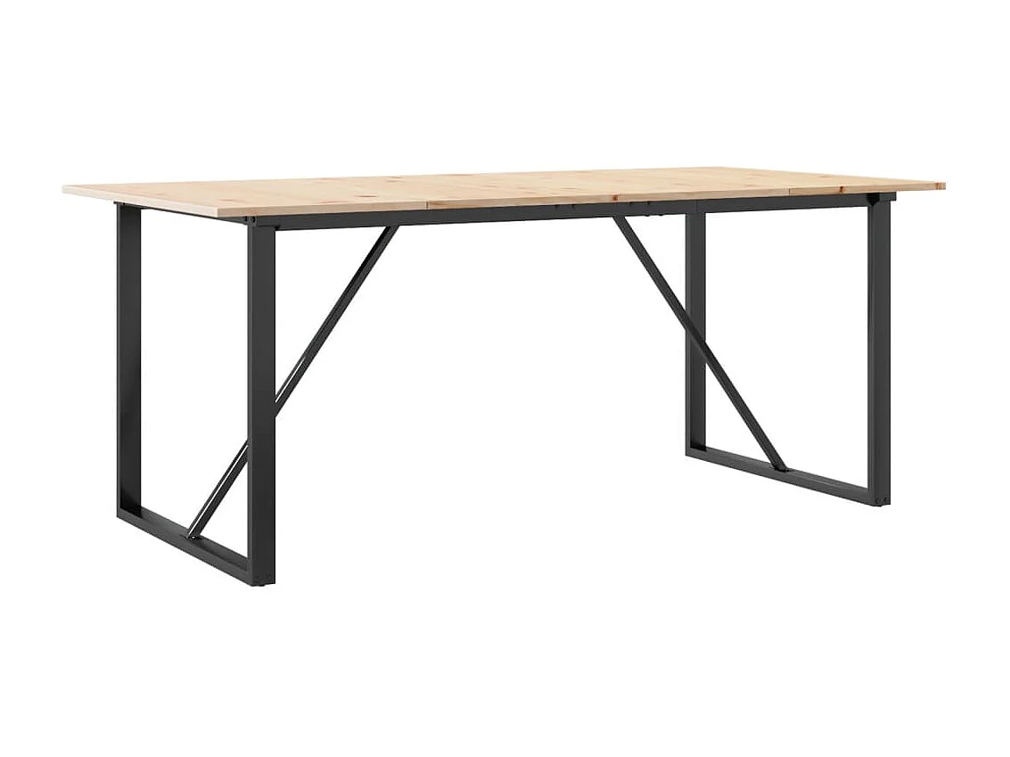 Table à manger cadre en O 180x90x75 cm bois de pin massif acier