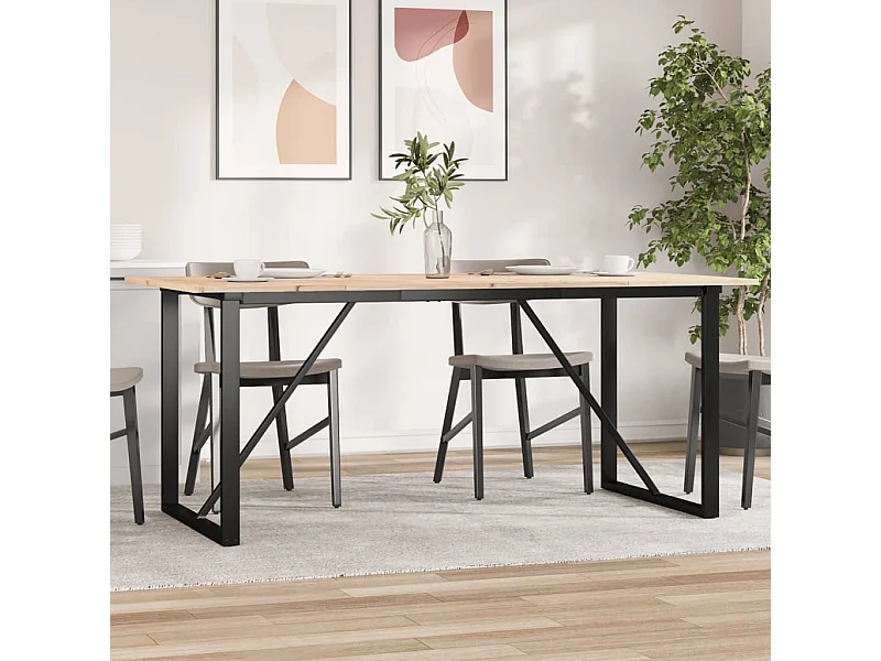 Eettafel O-frame 180x90x75 cm massief grenenhout en gietijzer