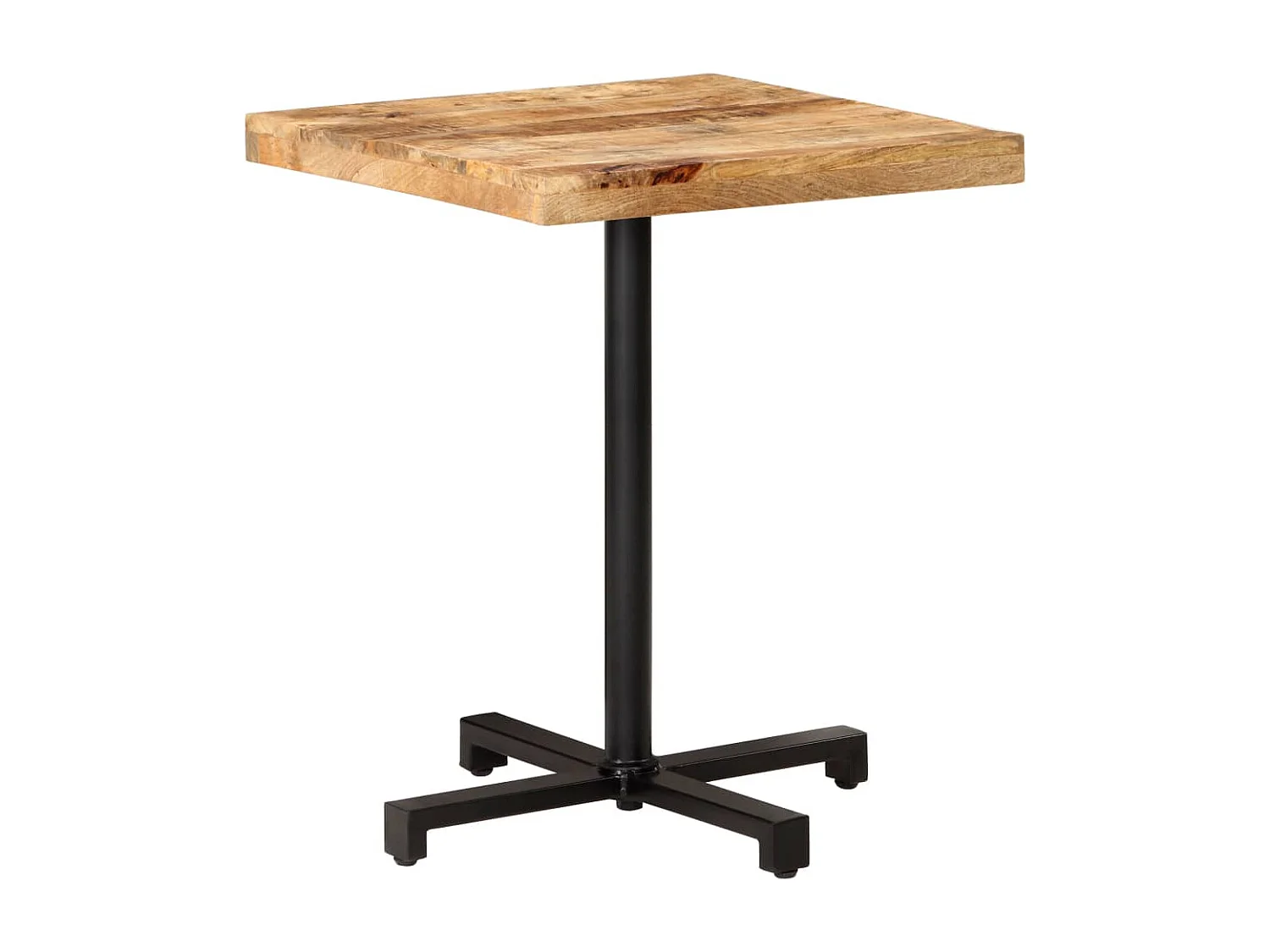 Mesa bistrô quadrada 60x60x75 cm madeira de mangueira áspera