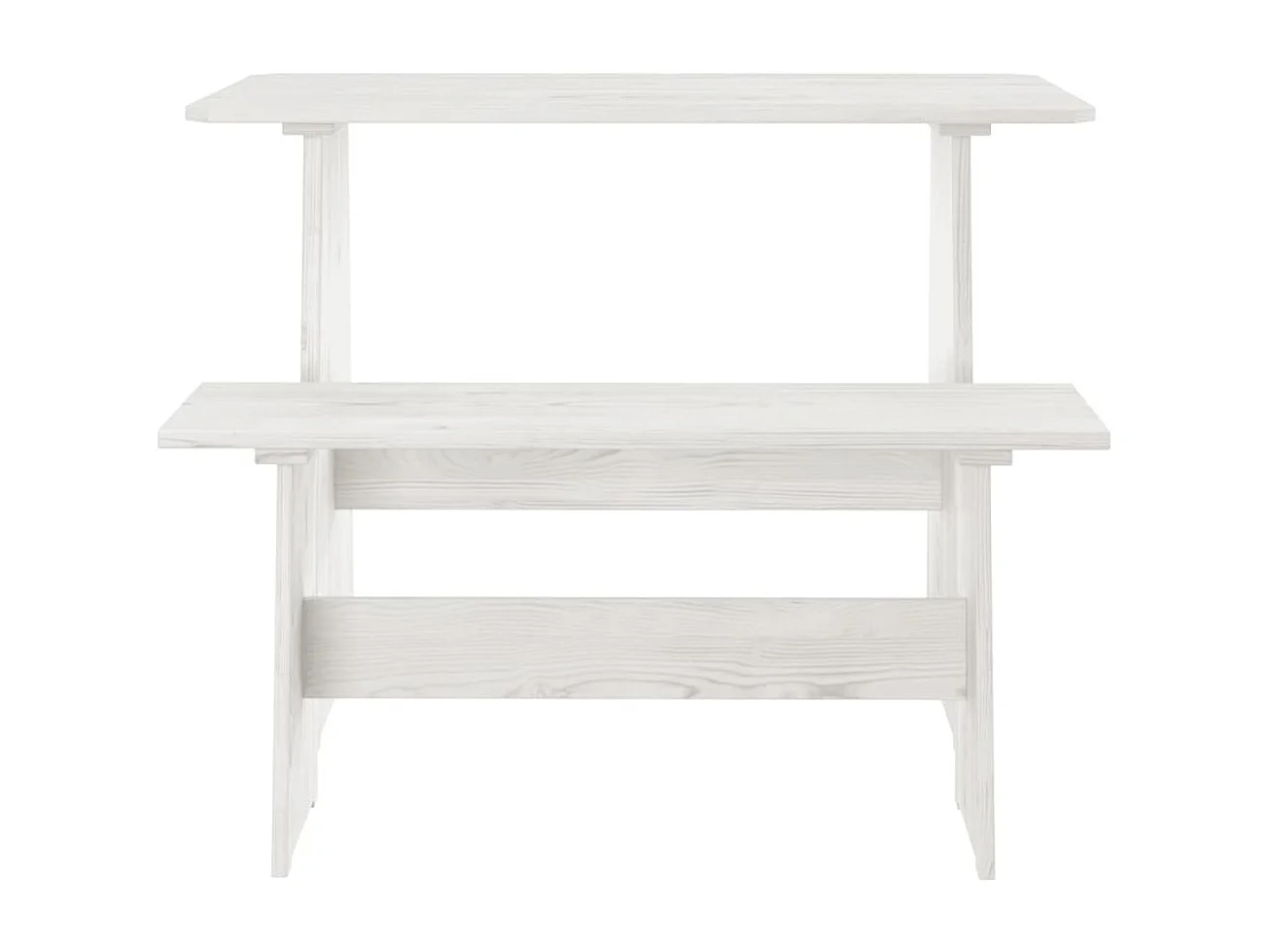 Eettafel met bankje REINE massief grenenhout wit
